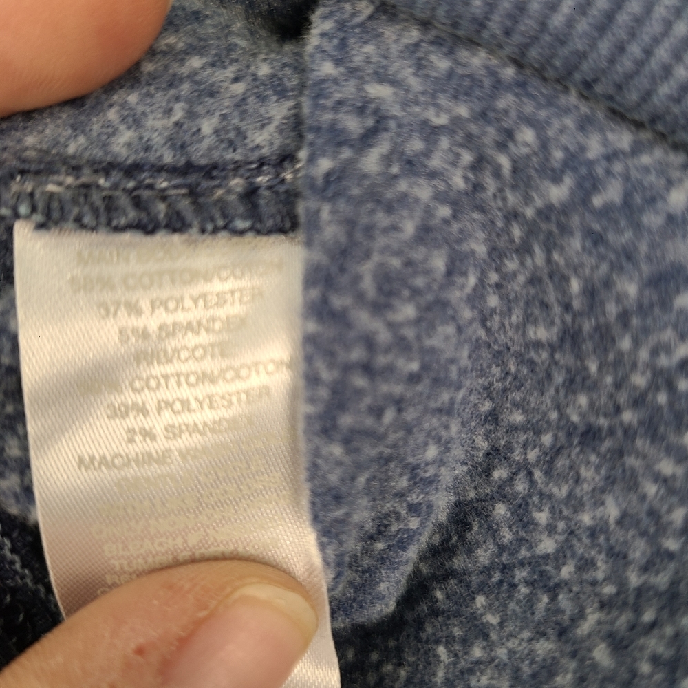 Z by Zella Warn In Blue Chambray-like Fleece Pullover Workout Athletic Sweater L - Picture 3 of 8